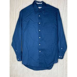 Perry Ellis Portofolio Dress Shirt Mens‎ 15 1/2 32-33 Blue Texture Travel Casual